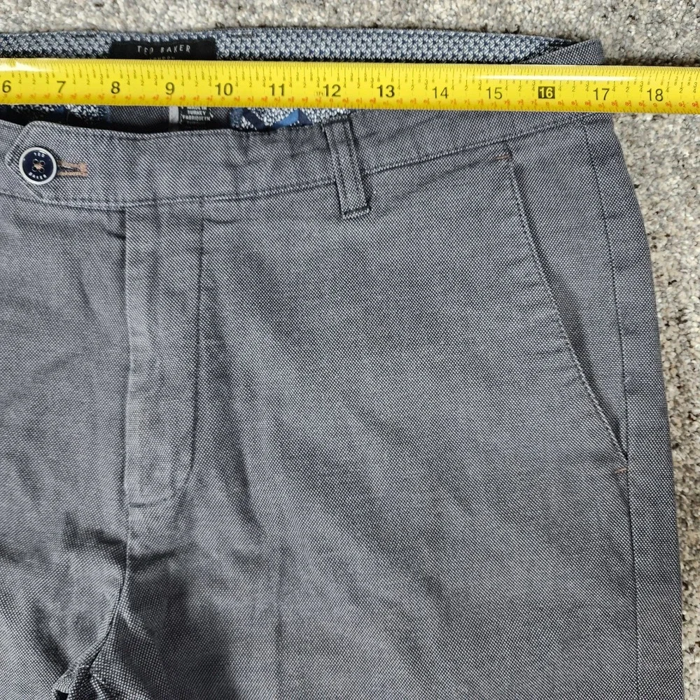 Ted Baker Chino Pants Mens 34L Slim Fit Micro Pattern Charcoal Grey Like New
